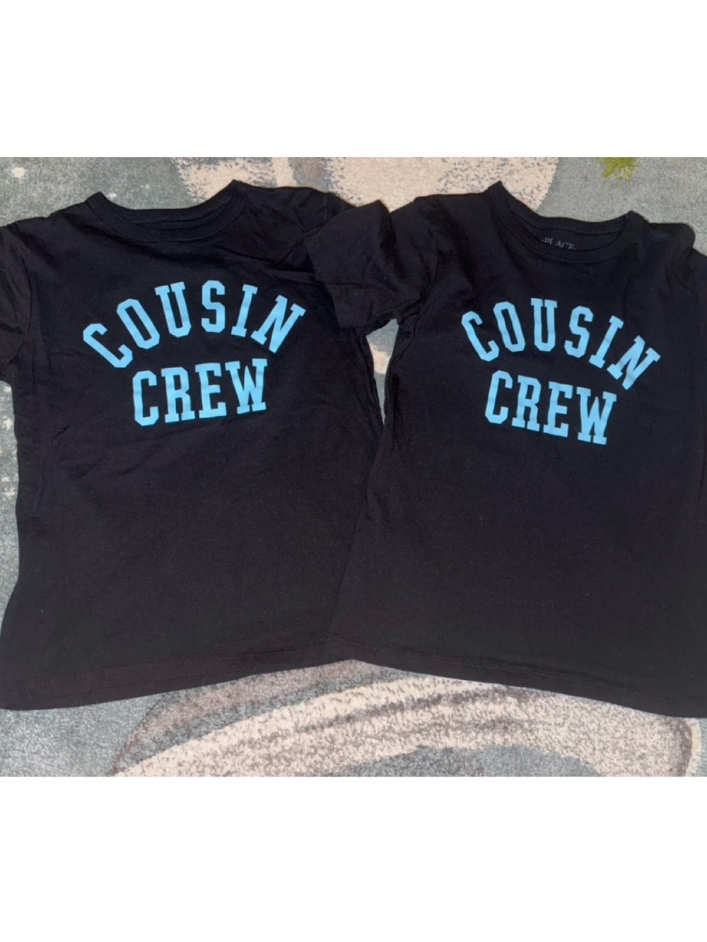 The Children's Place Black Short Sleeve Tee with Blue 'Cousin Crew' Print